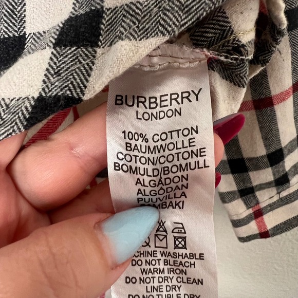 Burberry London Plaid Flannel Long Sleeve Button Up Shirt Logo Crest M - Picture 6 of 10